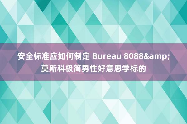 安全标准应如何制定 Bureau 8088&莫斯科极简男性好意思学标的