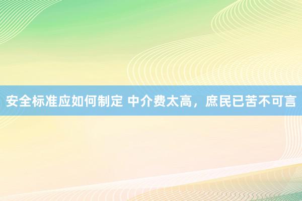 安全标准应如何制定 中介费太高，庶民已苦不可言