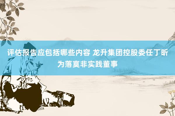 评估报告应包括哪些内容 龙升集团控股委任丁昕为落寞非实践董事