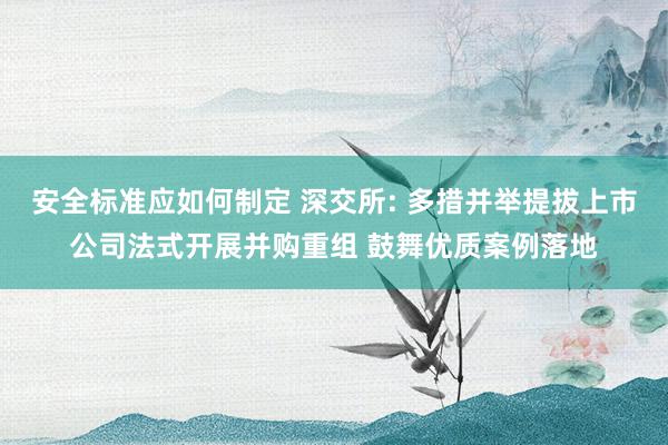 安全标准应如何制定 深交所: 多措并举提拔上市公司法式开展并购重组 鼓舞优质案例落地