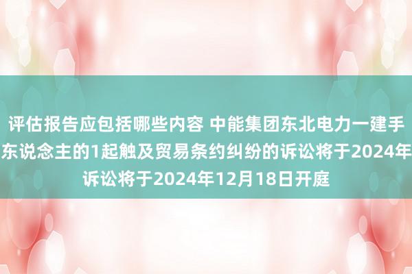 评估报告应包括哪些内容 中能集团东北电力一建手脚被告/被上诉东说念主的1起触及贸易条约纠纷的诉讼将于2024年12月18日开庭