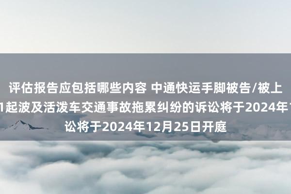 评估报告应包括哪些内容 中通快运手脚被告/被上诉东说念主的1起波及活泼车交通事故拖累纠纷的诉讼将于2024年12月25日开庭