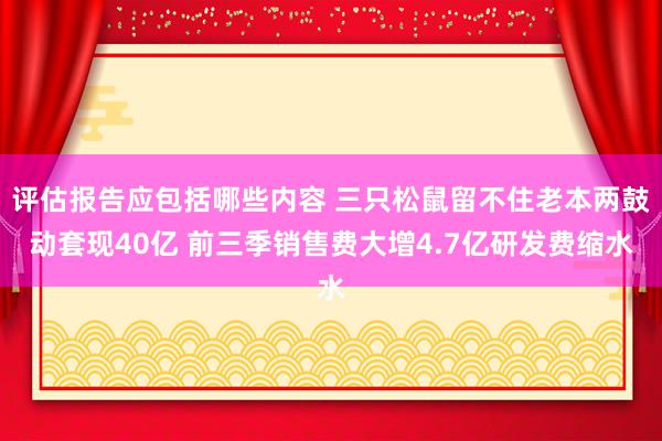 评估报告应包括哪些内容 三只松鼠留不住老本两鼓动套现40亿 前三季销售费大增4.7亿研发费缩水