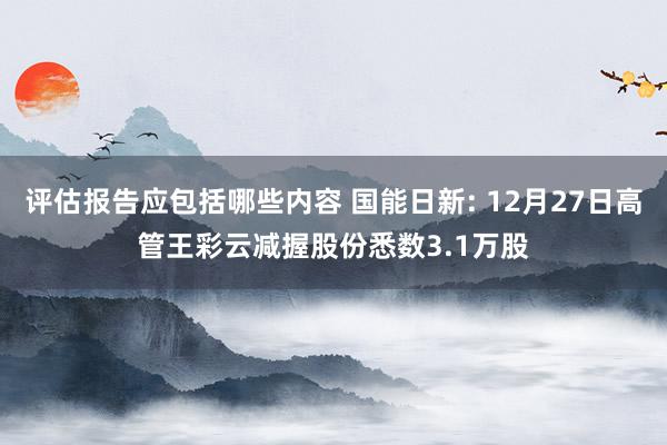 评估报告应包括哪些内容 国能日新: 12月27日高管王彩云减握股份悉数3.1万股