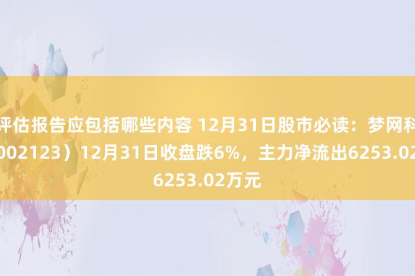 评估报告应包括哪些内容 12月31日股市必读：梦网科技（002123）12月31日收盘跌6%，主力净流出6253.02万元