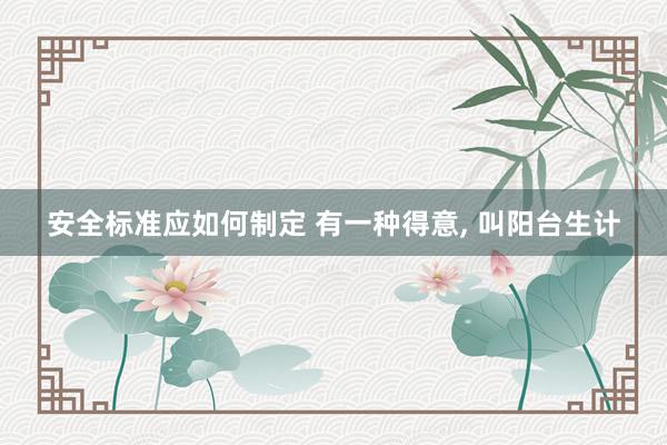 安全标准应如何制定 有一种得意, 叫阳台生计