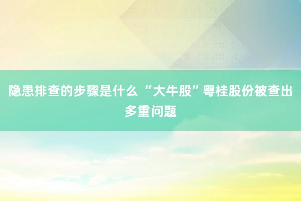 隐患排查的步骤是什么 “大牛股”粤桂股份被查出多重问题