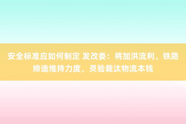 安全标准应如何制定 发改委：将加洪流利、铁路缔造维持力度，灵验裁汰物流本钱