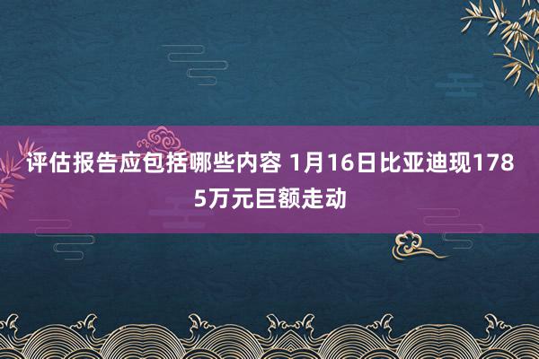 评估报告应包括哪些内容 1月16日比亚迪现1785万元巨额走动