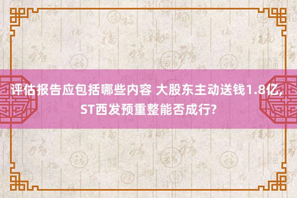 评估报告应包括哪些内容 大股东主动送钱1.8亿, ST西发预重整能否成行?