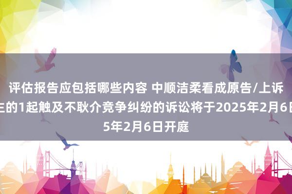 评估报告应包括哪些内容 中顺洁柔看成原告/上诉东谈主的1起触及不耿介竞争纠纷的诉讼将于2025年2月6日开庭