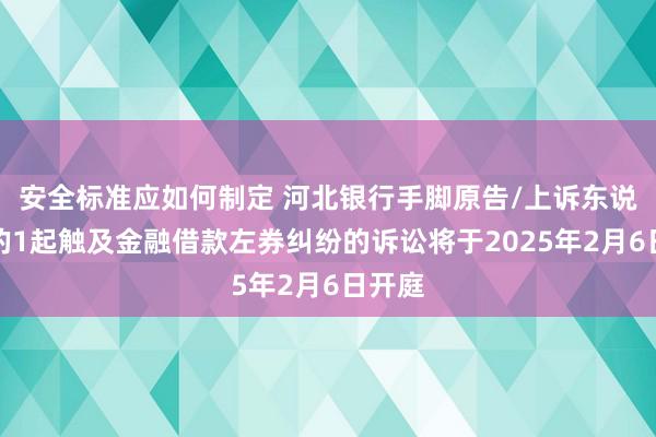 安全标准应如何制定 河北银行手脚原告/上诉东说念主的1起触及金融借款左券纠纷的诉讼将于2025年2月6日开庭