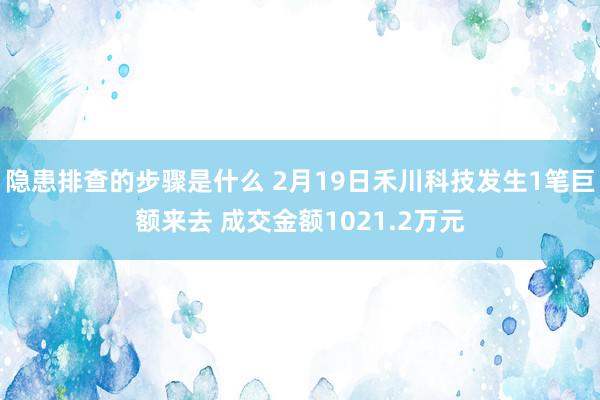 隐患排查的步骤是什么 2月19日禾川科技发生1笔巨额来去 成交金额1021.2万元