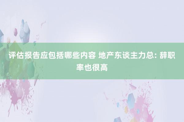 评估报告应包括哪些内容 地产东谈主力总: 辞职率也很高