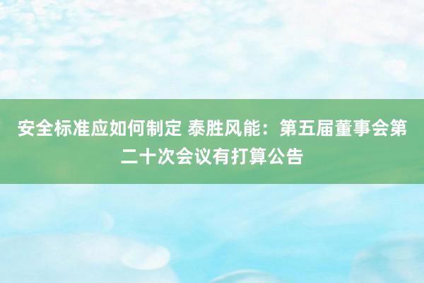 安全标准应如何制定 泰胜风能：第五届董事会第二十次会议有打算公告