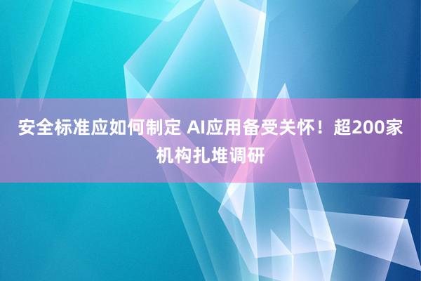 安全标准应如何制定 AI应用备受关怀！超200家机构扎堆调研