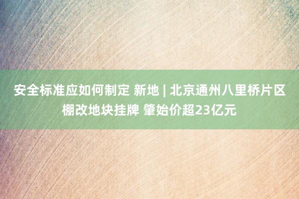 安全标准应如何制定 新地 | 北京通州八里桥片区棚改地块挂牌 肇始价超23亿元