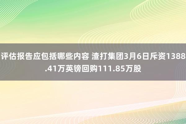 评估报告应包括哪些内容 渣打集团3月6日斥资1388.41万英镑回购111.85万股