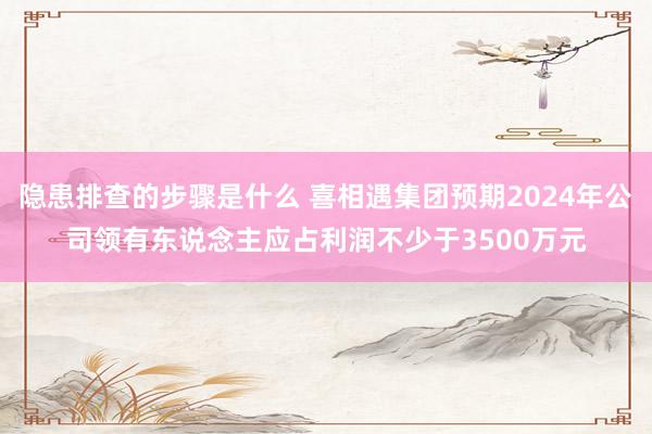 隐患排查的步骤是什么 喜相遇集团预期2024年公司领有东说念主应占利润不少于3500万元