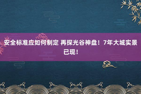 安全标准应如何制定 再探光谷神盘！7年大城实景已现！