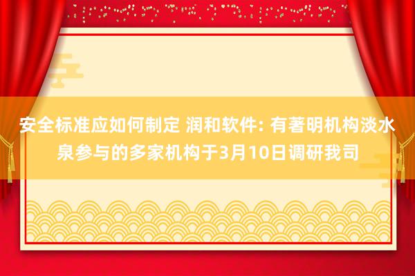 安全标准应如何制定 润和软件: 有著明机构淡水泉参与的多家机构于3月10日调研我司