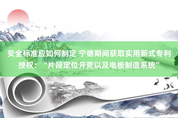 安全标准应如何制定 宁德期间获取实用新式专利授权：“片段定位开荒以及电板制造系统”