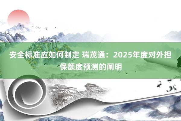 安全标准应如何制定 瑞茂通：2025年度对外担保额度预测的阐明